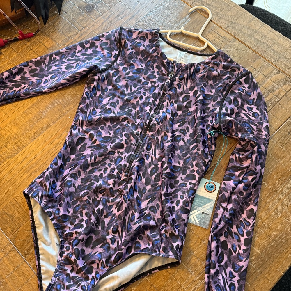 Kodiak Purple and Black Long Sleeve Swimsuit